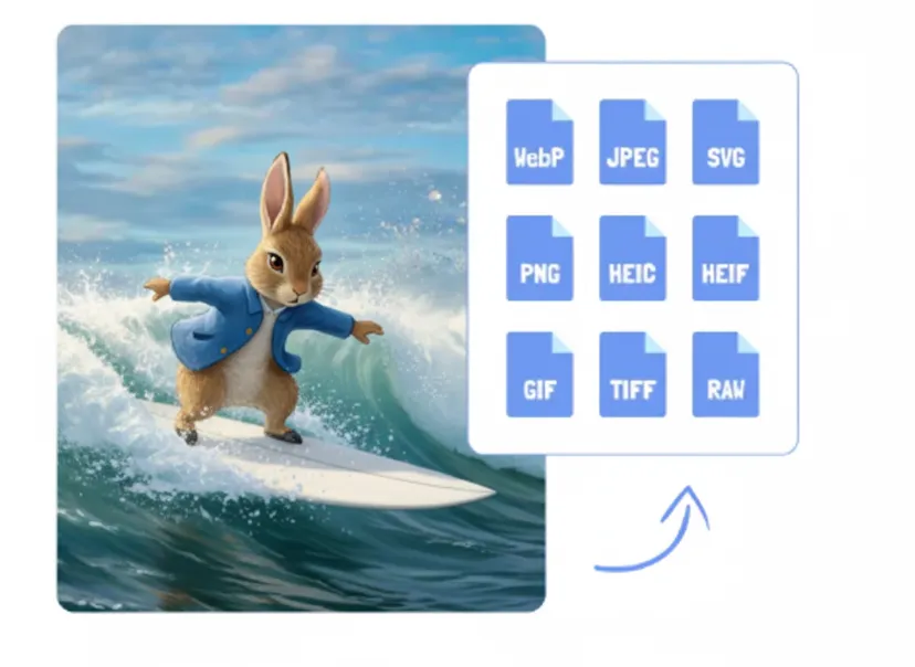 Convert Images to Multiple Formats - JPEG, PNG, WebP, GIF, BMP, TIFF