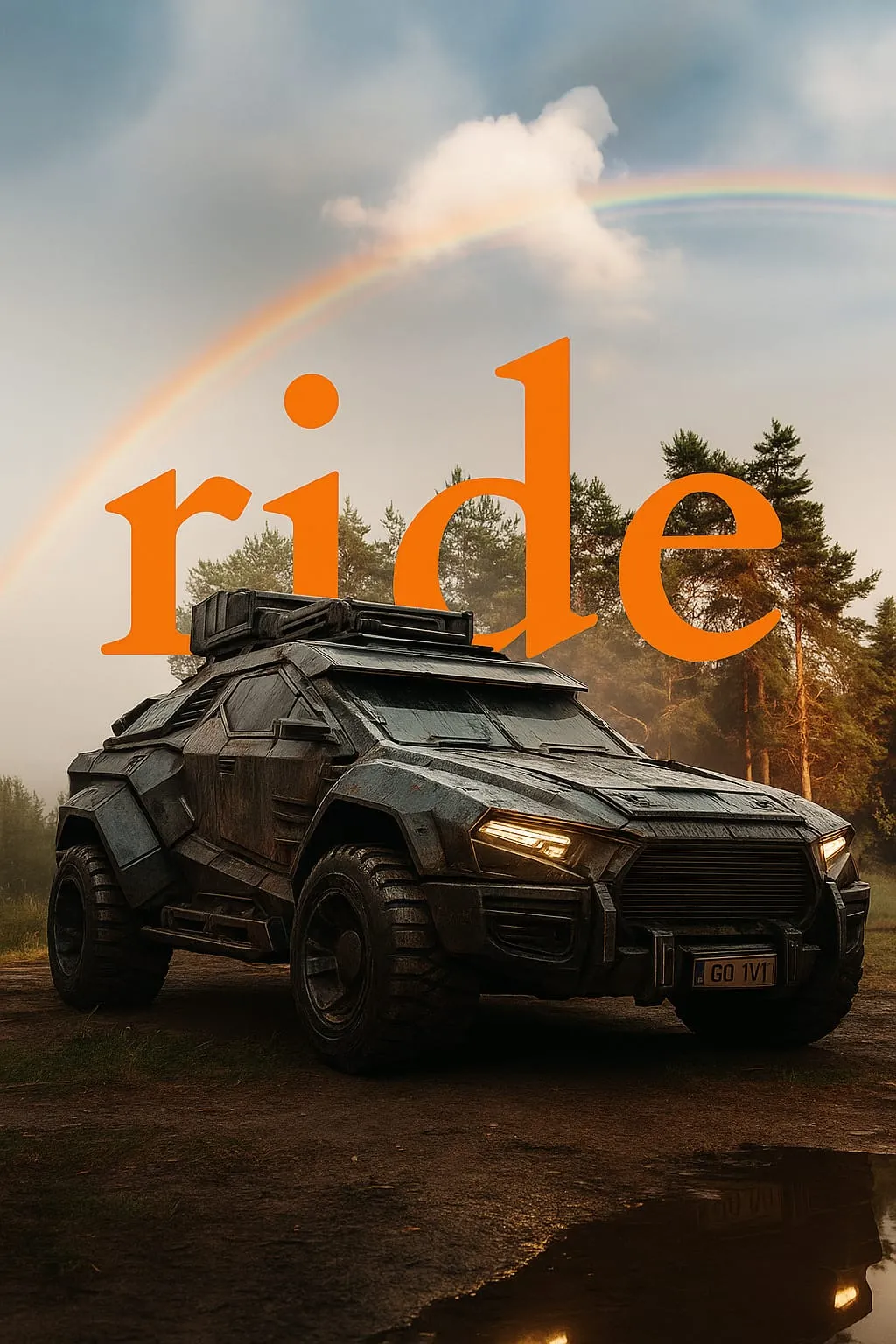 Text behind image effect with car and RIDE text - Professional YouTube thumbnail design
