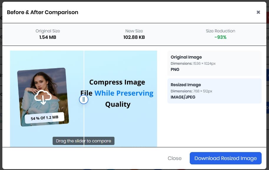Compare before and after compression