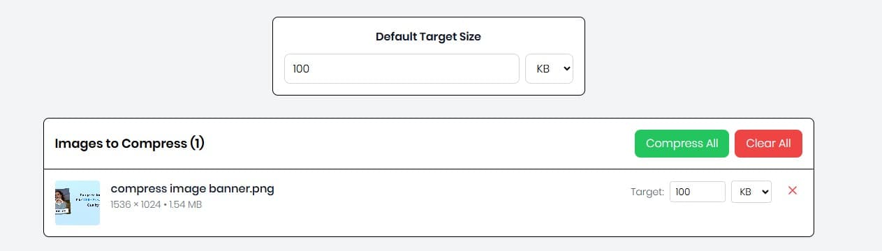 Set target size to 100 KB